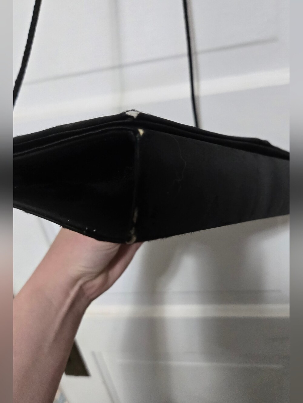 Kate Landry Black Satin Pleated Evening Clutch with Strap - Picture 4 of 8